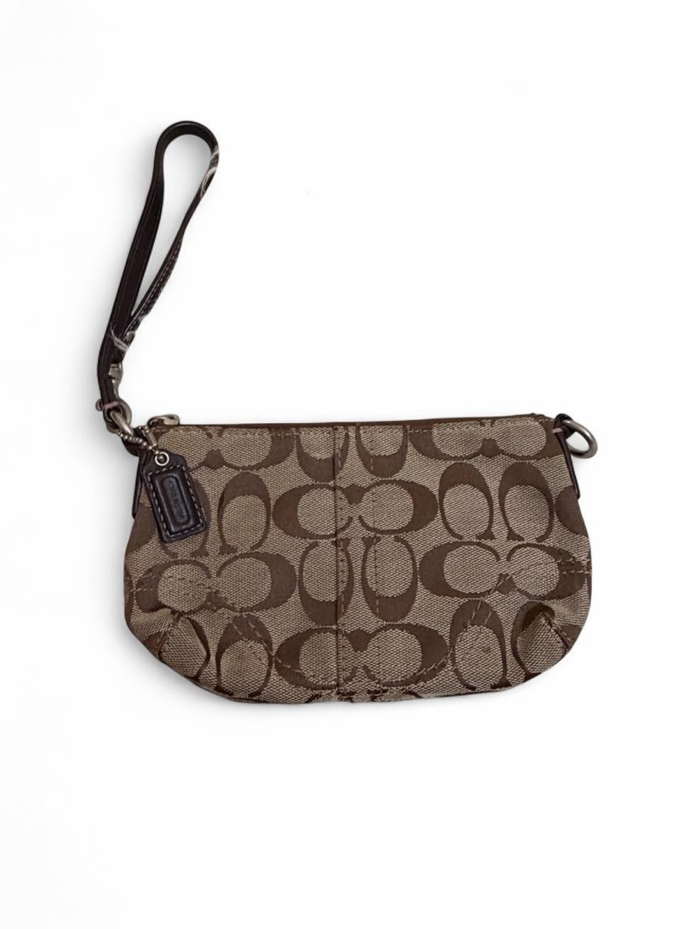 Coach Signature Jacquard Wristlet in Brown